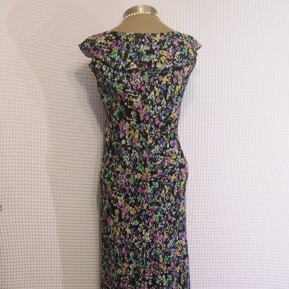 FINAL! JONES NY SLEEVELESS BLACK / FLORAL DRESS - Picture 2 of 12